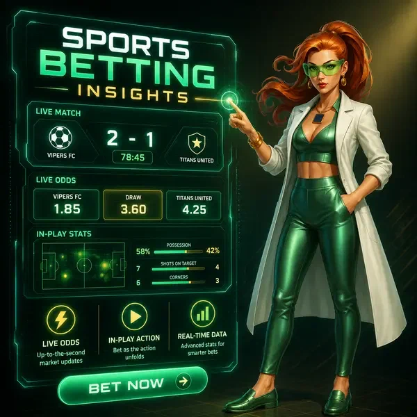 Atletyczna kobieta analizująca dane zakładów sportowych na żywo na holograficznym wyświetlaczu Boomzino Sports Betting
